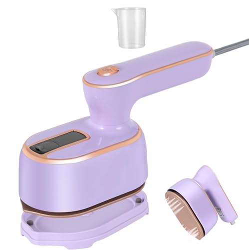 HFLYJPYW Mini Steam Iron for Clothes, Travel Steamer for Clothes Portable Steamer Travel Iron, Micro Steam Iron Mini Handheld Steamer Support Dry And Wet Ironing for Home Travel (Purple)