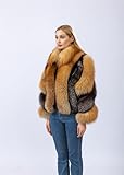 LVCOMEFF Women Natural Red Fox Silver Fox Fur Coat Furry Luxurious (Medium)