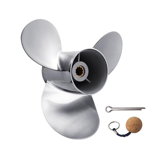 VRIWOY Stainless Steel Outboard Propeller 10 1/4×14 for Suzuki Boat Engine 10 Spline Tooth,20 25 30HP OEM NO. 99105-00600-14P RH 3.00" Gearcase