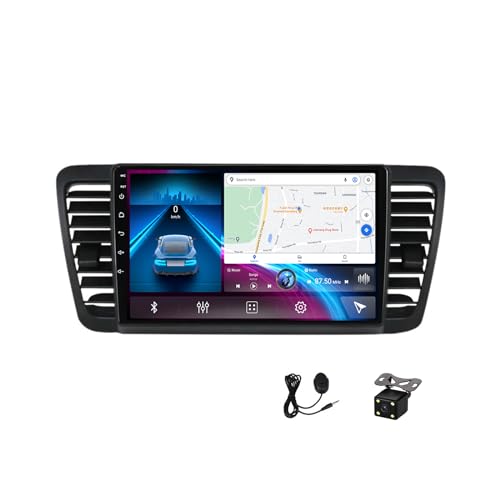 Plusfish Double Din Android 12 Car Stereo with Backup Camera 9 Inch Touch Screen Car Radio MP5 Player for Subaru Legacy Outback 2003~2009 Support 4G/WiFi/Carplay/Auto/USB/DSP/RDS,4g WiFi 3g+32g