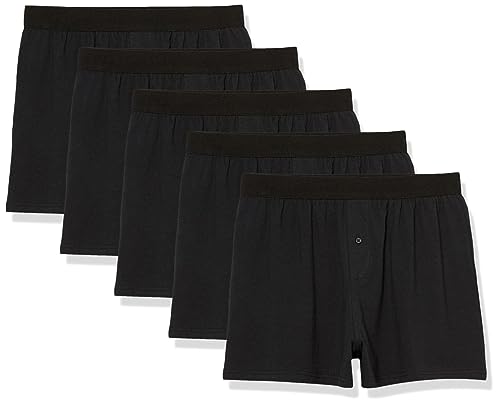 Amazon Essentials Cotton Jersey Boxers - Men's Underwear, Available in Big & Tall, Black, Pack of 5, 4X-Large