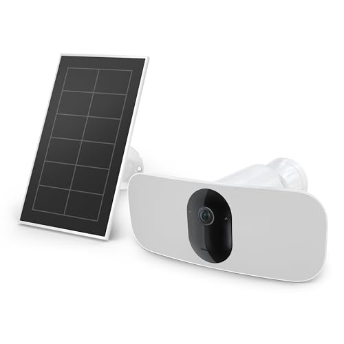 Arlo Pro 3 Floodlight Camera with Solar Panel Bundle | Outdoor | Wireless Security Camera with LED Floodlight, Color Night Vision, 2K Resolution with HDR | Battery gets Charged with Solar Panel, White