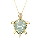 Amazon Essentials womens 18k Yellow Gold Plated Sterling Silver Genuine Green Jade Turtle Pendant Necklace, 18" (previously Amazon Collection)