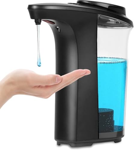 FKWin Automatic Soap Dispenser, Dish Soap Dispenser, Touchless Hand Soap Dispenser 17oz/500ml with 5 Adjustable Soap Levels, Kitchen Soap Dispenser, Liquid Hand Soap Dispenser Bathroom, Black