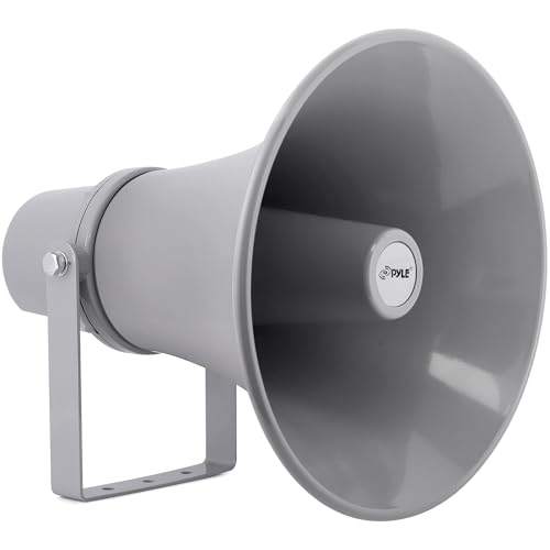 Pyle Indoor Outdoor PA Horn Speaker-11 Inch 30-Watt Power Compact Loud Sound Megaphone w/400Hz-5KHz Frequency,8 Ohm,70V Transformer,Mounting Bracket,For 70V Audio System-Pyle PHSP121T