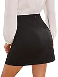 WDIRARA Women's Summer Solid Split Hem Zip Back Mini Workwear Skirt Black L