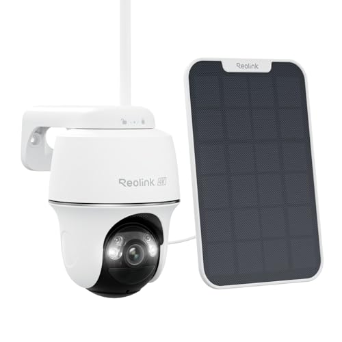 REOLINK First 4K Solar Security Cameras Wireless Outdoor, Argus PT Ultra+ 3W Solar Panel, 360° Pan Tilt Auto-Tracking, 8MP Color Night Vision, 2.4/5 GHz Wi-Fi 6, No Monthly Fee, Home Hub Compatible