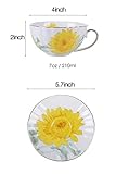 Ceramic Teacup Sunflower Vintage Chintz Porcelain Coffee Mug Tea Cup with Saucer,Set of 4