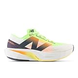 New Balance Men's FuelCell Rebel V4 Running Shoe, White/Bleached Lime Glo/Hot Mango, 9