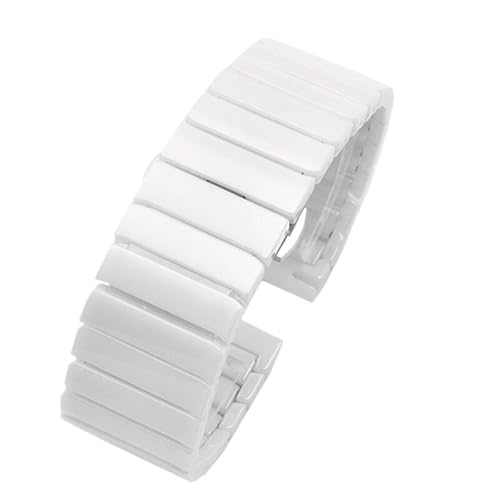 HPVPFANTDC Quick Release Stainless Steel Ceramic Watch Strap 20-24mm Unisex Wristband Replacement Strap(White,24mm)
