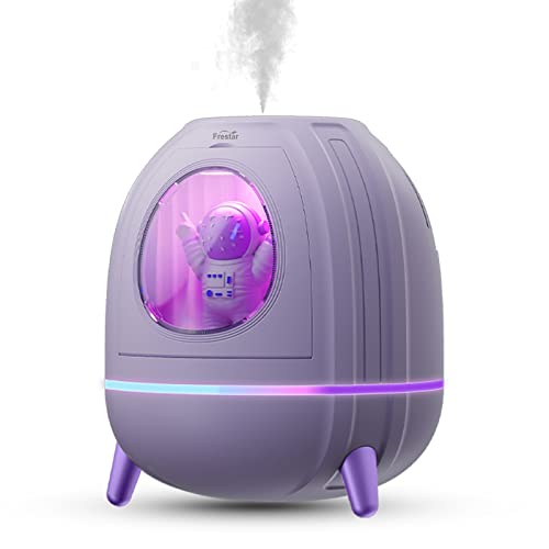 Frestar Mini USB Humidifier 250ml with 7 Colors LED Night Light, Small Humidifier for Kids, Plant, Bedroom, Office, Desk, Babies Room, No Battery (Purple - Spaceman)