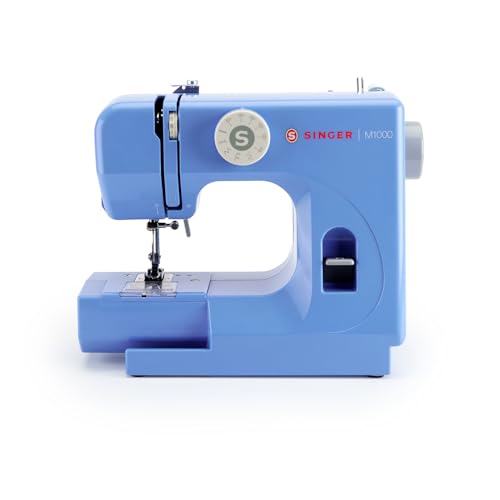 SINGER M1000 Lightweight & Portable Sewing Machine With 32 Stitch Applications, LED Light & Top drop-in bobbin for Hems | Great for Mending - Blue