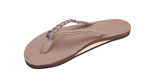 Rainbow Sandals Women’s Flirty Braidy Premier Leather w/Single Braided Strap, Dark Brown, Ladies Medium / 6.5-7.5 B(M) US