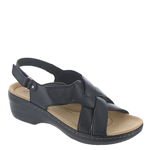 Clarks Women's Merliah Echo Heeled Sandal, Black Leather, 9