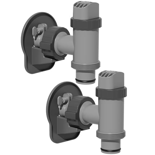 SHAPON Above Ground Swimming Pool 2 Hose Adapters with 2 Plunger Valves and 2 Swimming Pool Pipe Holders Set- Replacement Parts Compatible with Intex Pools