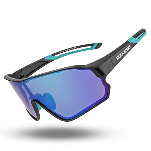 ROCKBROS Polarized Sunglasses for Men Women UV Protection Cycling Sunglasses (Black Green)