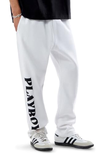 PacSun Playboy Men's Puff Graphic Sweatpants - White Size Small