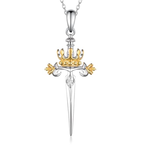 Feijiesi Sword Necklace Sterling Silver Dagger Pendant Necklace Sword Jewelry for Women Men