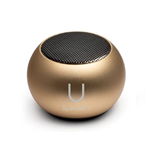 Fashionit U Mini Speaker | Stylish Portable Wireless Bluetooth 5.0 with Built-in Mic & Remote Shutter | Perfect Mini Speaker for Home, Parties, Activities! Small Device, Rich Sound | Gold