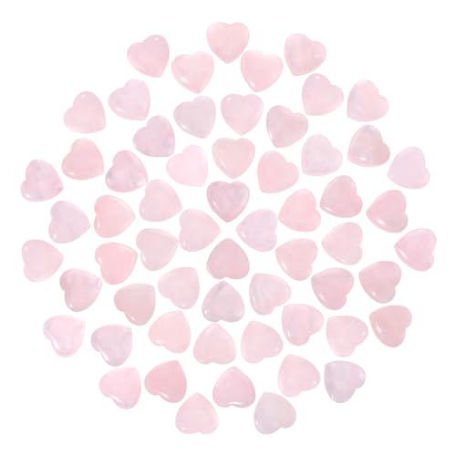 Guiqulai 60 Pcs Rose Quartz Crystals,Heart Natural Polished Crystal,0.8 Inch Mini Healing Stone,Worry Stone Bulk,Love Carved Palm Thumb Gemstone for Reiki Energy Balancing Meditation(Pink)
