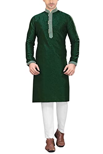 Sonisha SK115 Men's Kurta Pajama Set Indian Traditional Party Wear Outfit (44) Green