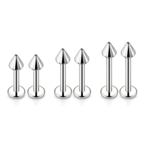 Lcolyoli G23 Titanium Lip Rings 16G Labret Jewelry Medusa Piercing Jewelry Monroe Lip Rings Different Size Tragus Nail Conch Helix Earring Stud Bar Length 6mm 8mm 10mm Spike