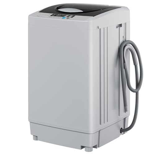 Euhomy 1.59 Cu.Ft. Portable Washing Machine, 11 LBS Capacity, 8 Functions, 8 Water Levels,Full Size Washing Machine with Drain Pump and LED Display for Apartments, RVs, Homes, Gray