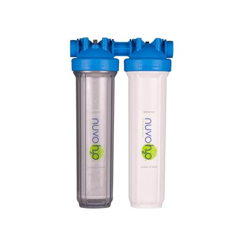 NuvoH2O Advanced 2-Stage Citrus, Salt-Free Water Filter System + Water Softener and Carbon Filter – Healthy & Pure Water – Removes Hard Water Build Up (Whole Home Duo System)