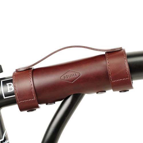 Leather Carry Handle for Brompton bicycle - Full grain leather, handle for carrying Brompton folding bike (Brown)