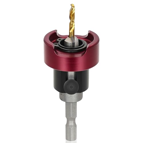 KEENTECH Carbide Tipped 82° Countersink Drill Bit with Depth Stop, 3/8" Dia x 1/8" Drill Diameter x 1/4" Shank, Adjustable Depth Stop with Ball Bearing for High Fine Finish on Softwood and Hardwood