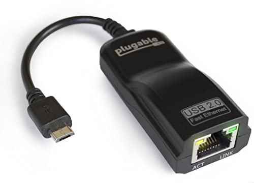 Plugable Micro USB to Ethernet Adapter | Fast Ethernet Adapter for Raspberry Pi Zero, Pi Zero 2 W+, Windows Tablets, Android – ASIX AX88772A Chipset