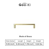 Goo-Ki 6 Pack Pure Brass Made Luxurious Cabinet Pulls,Matte,5 Inches Center to Center,Brushed Brass