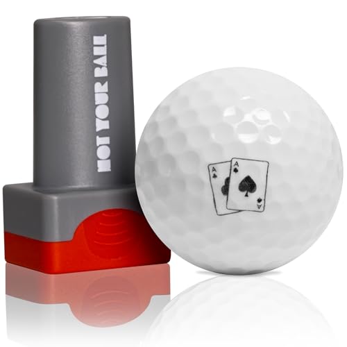 ZEETY Golf Ball Stamp, Golf Ball Stamper, Self-Inking Golf Ball Stamp Marker to Identify Golf Balls, Golf Gift Golf Accessories for Men and Women Golfers (Pocket ACES)