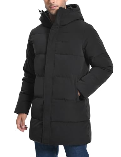 Pioneer Camp Mens Long Winter Coat Hooded Waterproof Insulated Puffer Jacket Thicken Puffy Warm Down Windbreaker Parka