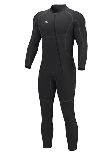 Hevto Men Wetsuits 3/2mm Neoprene Front Zip Full Wet Suit Keep Warm for Surfing Swimming SUP Snorkeling Diving (M2-Black, L)