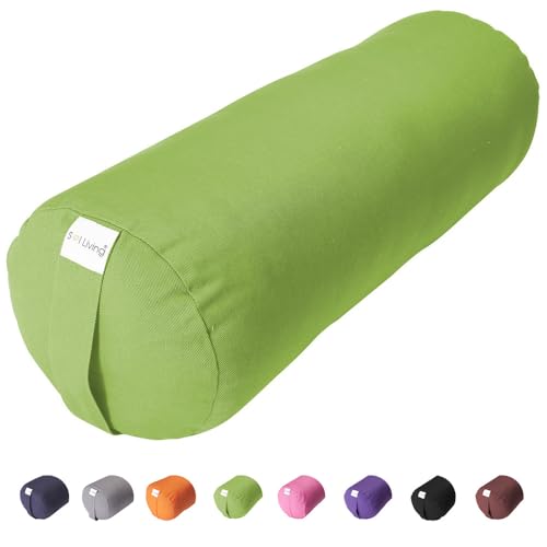 Sol Living Yoga Bolster Pillow for Restorative Yoga Meditation Bolster 100% Cotton Cylindrical Meditation Cushion Firm Cushion Bolster Washable Cover for Balance Support Asana Poses
