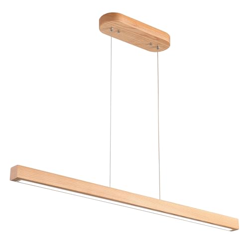 71" Wooden Linear Pendant Light LED Pendant Lights Dimmable Pool Table Island Lights Modern Linear Chandeliers for Dining Room Kitchen Ceiling Pendant Lamp for Kitchen Island Billiard Room Natural