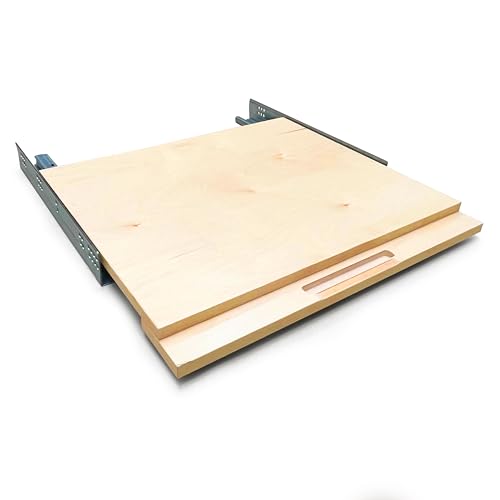 Sublime Design 19" Wide - Printer Pull Out Tray - Slide Out Shelves - Baltic Birch Wood Drawer for Printers (Modern Design, 19" Inches Wide)