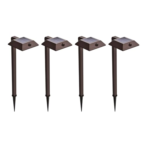 Mesh Linkable Series 4-Pack Solar LED Security Pathway Light w/ LiFePO4 Battery, 300LM, Auto-linking, 110°x16 ft Motion Detection, CCT 3000K/4000K/5000K, 4-Channel Settings, Stainless Steel, Bronze