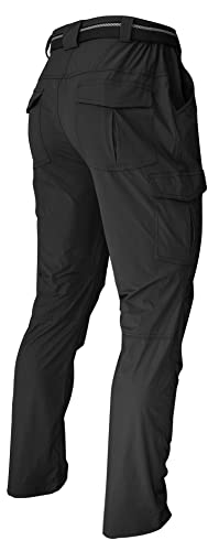 WENRONSTA Men's Hiking Work Cargo Pants Quick-Dry Lightweight Waterproof 6 Pockets Outdoor Mountain Fishing Camping Pants Black L