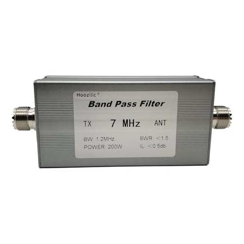 Hoozilic 200W Shortwave Band Pass Filter, LC Filter with M Female Connector, High Isolation Antenna Filter for Ham Radio (7MHz)