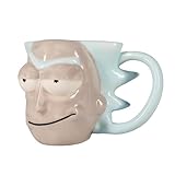 Silver Buffalo Cartoon Network Morty Rick Face Ceramic, 20-Ounce 3D Sculpted Mug, 20 Oz, Gray