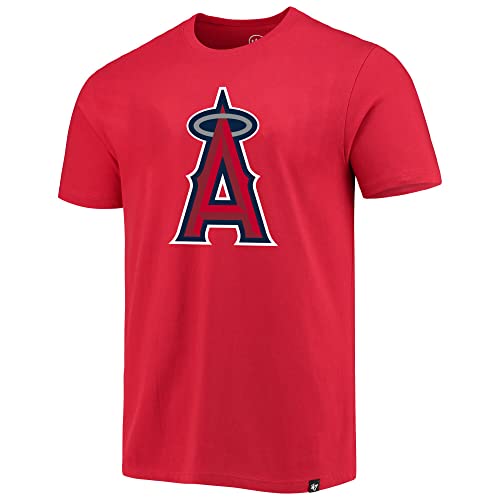 MLB Men's Imprint Match Team Color Primary Logo Word Mark T-Shirt (Los Angeles Angels Red, Large)