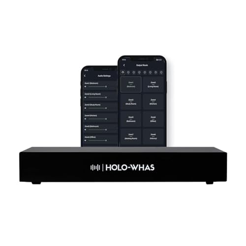 HOLOWHAS: 960W (60Wx 16) | 8 Streams 8 Zones Multi-Room Streaming Amplifier | Airplay 2, Spotify Connect, DLNA, BT Audio | USB Audio | HoloHome App | GEQ | BLE