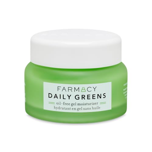 Farmacy Daily Greens Face Moisturizer - Oil Free Facial Moisturizer with Polyglutamic + Hyaluronic Acid - Gel Facial Cream that Reduces Shine, Clears Pores + Balances Oil - Fragrance-Free (50ml)