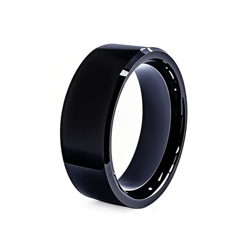 Tqsbeyah RFID Rewritable Ring Dual Frequency in One Ring Clone 125KHz T5577&13.56MHz CUID Access Key Cards Ceramic Smart Finger Ring Wear for Men or Women (Black, US#13)