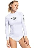 Roxy Women's Standard Rashguard – UPF 50+, Compression Fit, Surf, Hiking, Volley, Workout, Yoga, Quick-Dry Swim Shirt, Bright White, Small