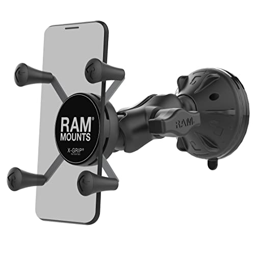 RAM Mounts RAP-B-166-2-A-UN7U X-Grip Phone Mount with RAM Twist-Lock Low Profile Suction Base with Short Arm for Vehicle Windshields