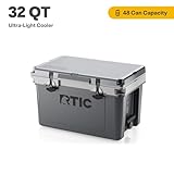 RTIC Ultra-Light 32 Quart Hard Cooler Insulated Portable Ice Chest Box for Drink, Beverage, Beach, Camping, Picnic, Fishing, Boat, Barbecue, 30% Lighter Than Rotomolded Coolers, Dark Grey/Cool Grey