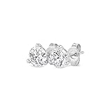 Carbon Atelier IGI Certified 1.50 Carat Lab Grown Diamond Round Stud Earrings for Women I 14k White Gold Earrings for Her (I-J, VS1-VS2, 1 1/2 cttw) 3-Prong Martini Set Diamond I Push Back Studs